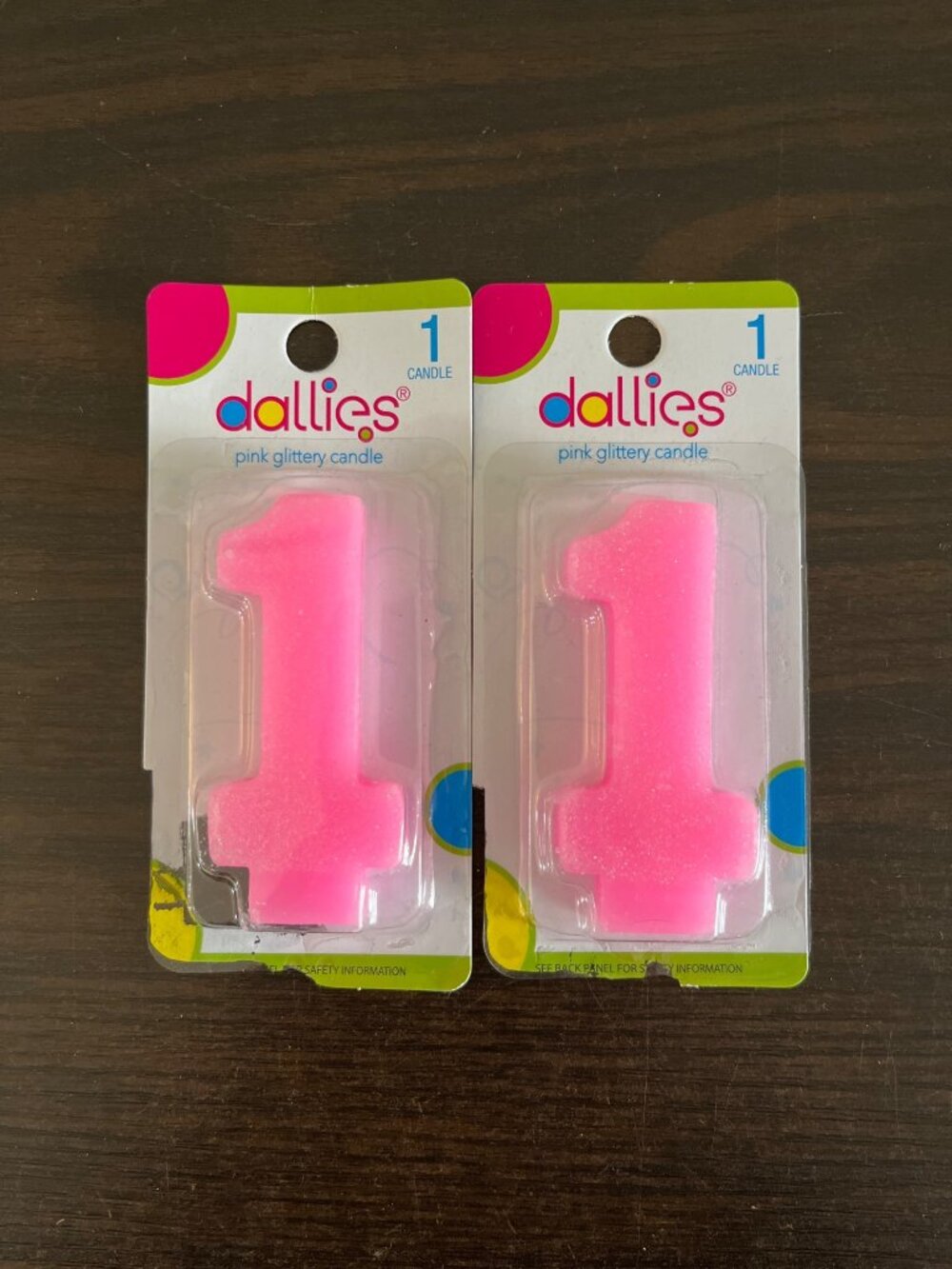 3 For $6 NWT Dallies Pink Glittery Birthday Candles Lot Of Two Number 1 Cake